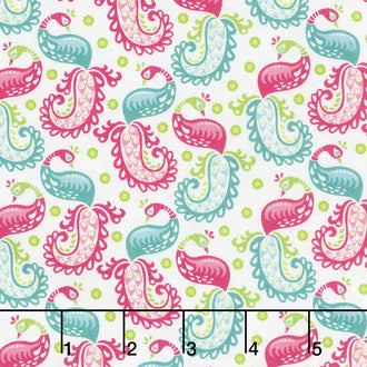 Flit and Bloom - Peackock Paisley White Yardage
