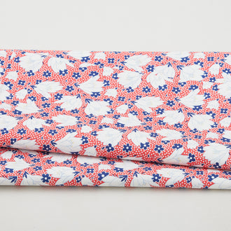 Blossoms - Large Floral Red/Navy 2 Yard Cut