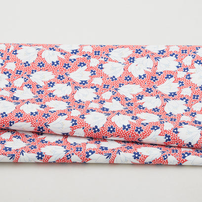 Blossoms - Large Floral Red/Navy 2 Yard Cut
