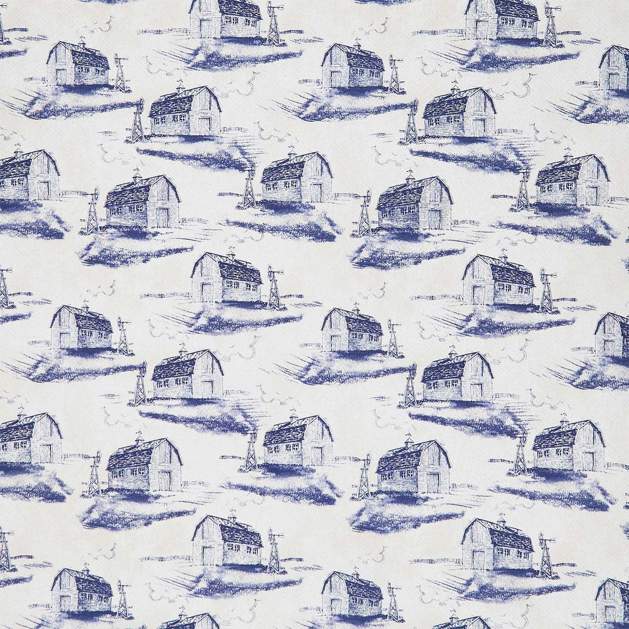 Morning Serenade - Barn Toile Blue Yardage