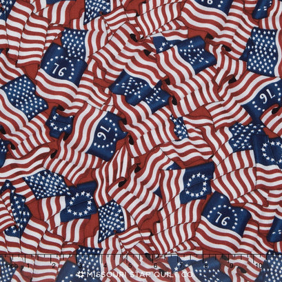 Pride & Glory - Flag Collage Red Yardage