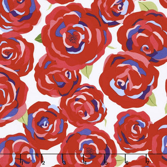 Coming Up Roses - Roses Main Red Yardage