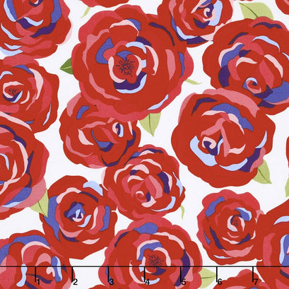Coming Up Roses - Roses Main Red Yardage