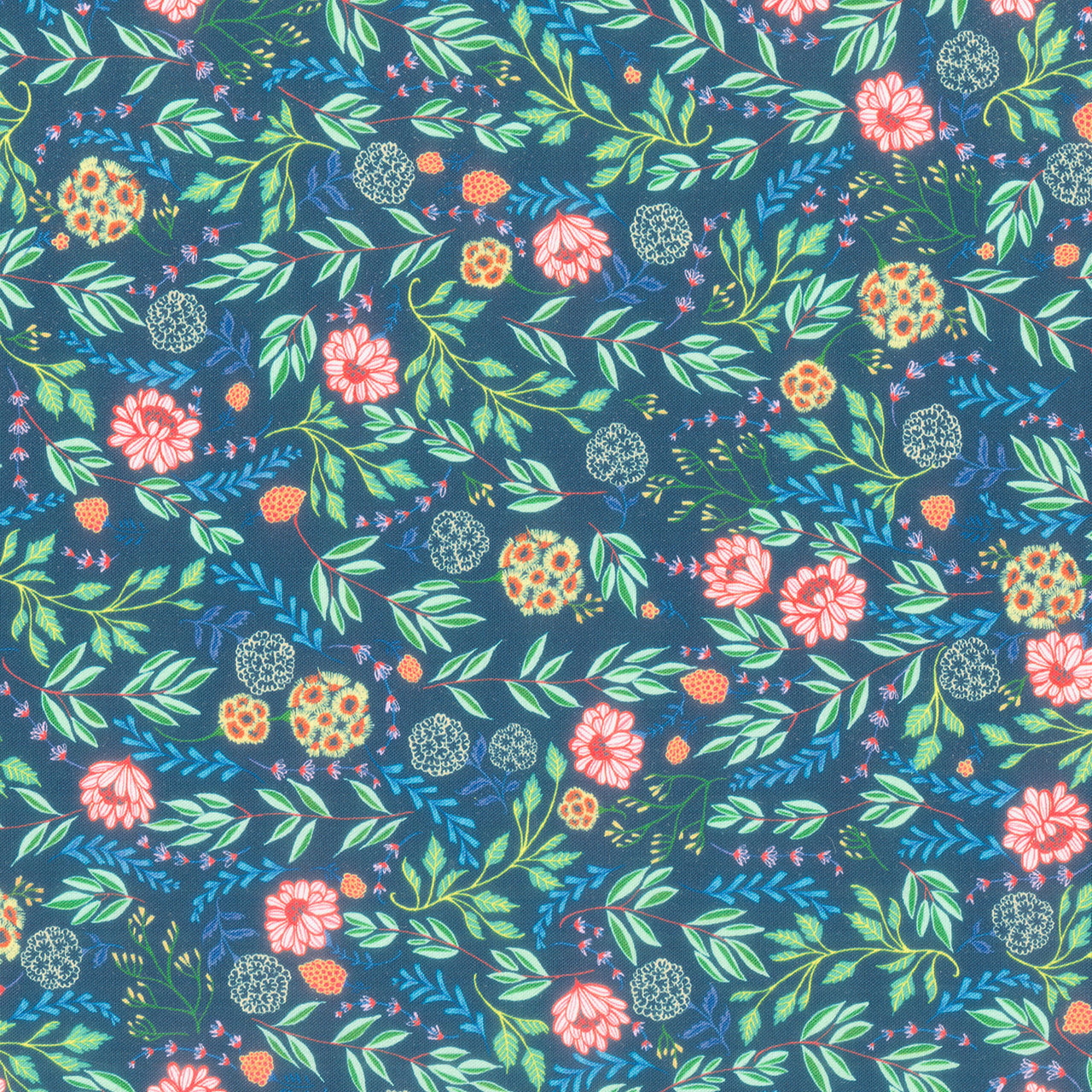 Faraway Florals - Vines Ocean Yardage Primary Image
