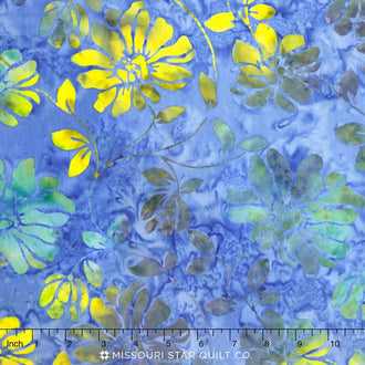 Tonga Batiks Wide - Floral Scroll Lagoon 106" Backing