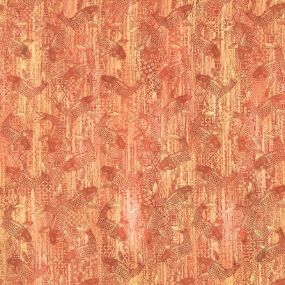Oriental Gardens - Koi Orange Digitally Printed Yardage