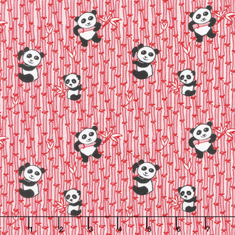 Panda Love - Bamboo Pink Yardage
