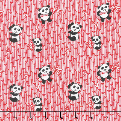 Panda Love - Bamboo Pink Yardage
