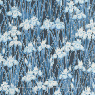 Imperial Collection 14 - Indigo Colorstory Floral Leaves Indigo Metallic Yardage
