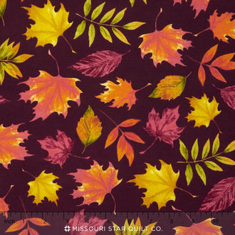 Autumn Hues - Autumn Leaves Maroon Yardage