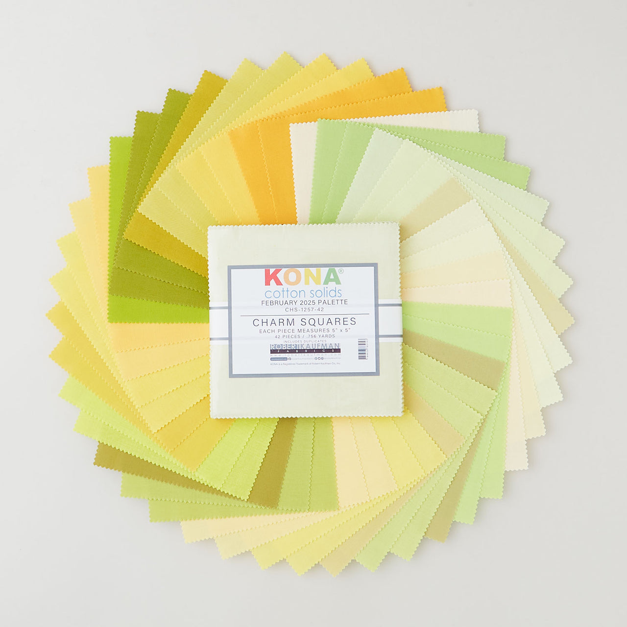 Kona Cotton Yellows and Greens February 2025 Charm Pack