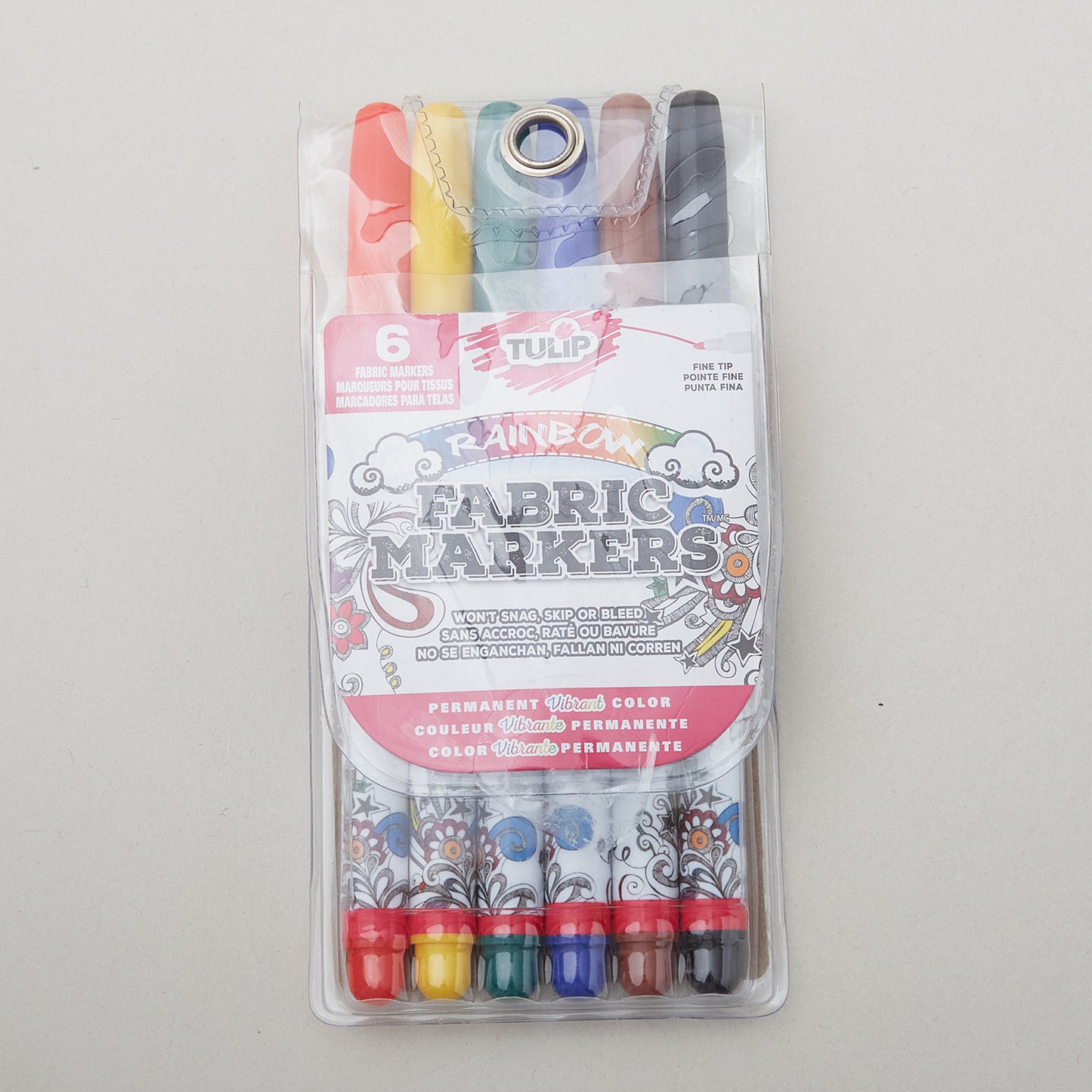 Tulip Fine Tip Fabric Markers - Primary 6 Pack Alternative View #2