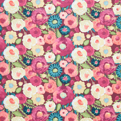 Fragrant Fields - Floral Main Maroon Yardage