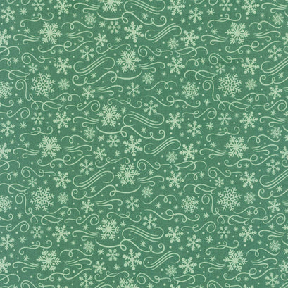 The Magic Of Christmas - Snowflakes Green Yardage