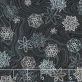 Holiday Flourish 11 - Silver Marble Snowflakes Ebony Metallic Yardage