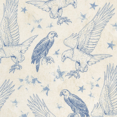 Land of Liberty - Toile Tan/Blue Yardage