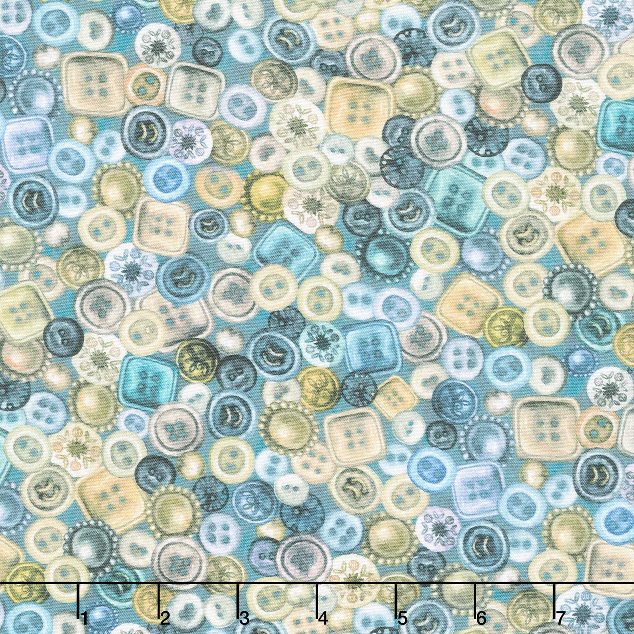 Make it Sew - Buttons Dusty Blue Yardage