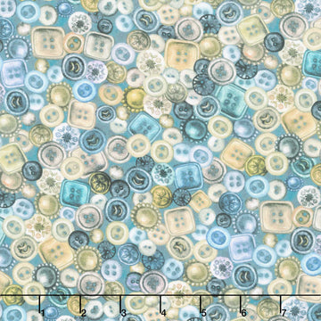 Make it Sew - Buttons Dusty Blue Yardage