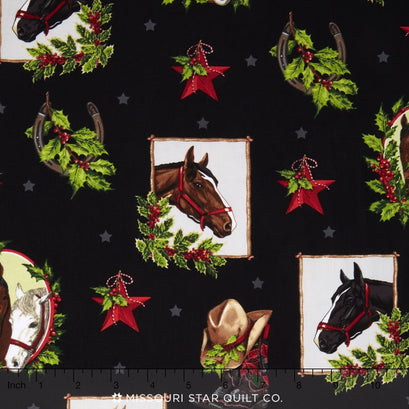 Holly Jolly Christmas - Horse Black Yardage