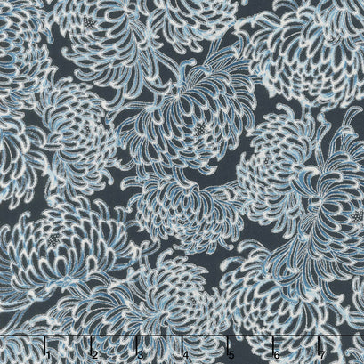 Imperial Collection 14 - Indigo Colorstory Chrysanthemum Indigo Metallic Yardage