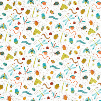 Backyard Bug Collector - Large Tossed Bugs Cream Multi Yardage