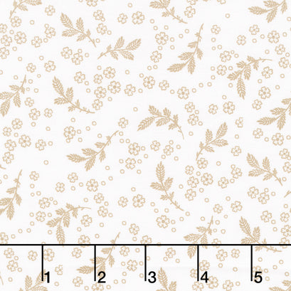 Georgina - Leaves Vintage White Yardage