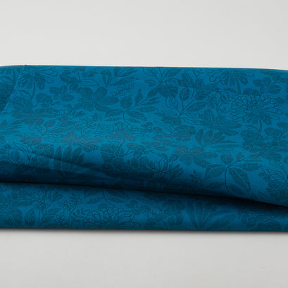 Pen and Ink - Floral Teal 118" Wide 3 Yard Cut