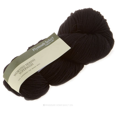 Worsted Merino Superwash Black Yarn 100g