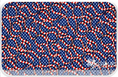 Star Spangled Bandana - Streamers and Stars Navy/Multi Yardage