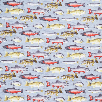 River Rhythms - Freshwater Fish Pewter Yardage