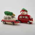 Handmade Wool Felt Van/Car Ornament w/ Appliqué & Embroidery - Assorted