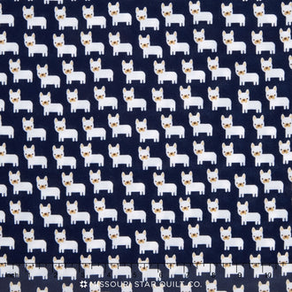 Urban Zoologie Minis - Bull Dog Midnight Flannel Yardage