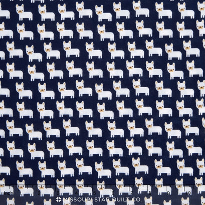 Urban Zoologie Minis - Bull Dog Midnight Flannel Yardage