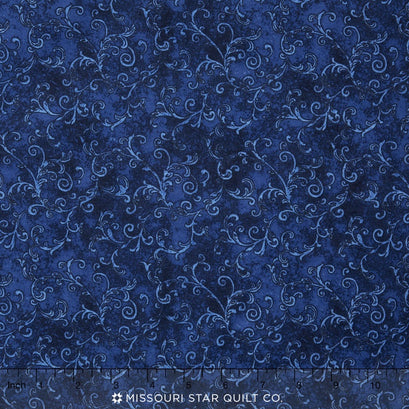 Wilmington Essentials - Filigree Dark Blue 108" Flannel Backing