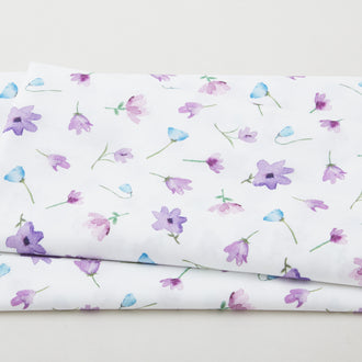 Dreaming of Tuscany - Watercolor Flowers White 2 Yard Cut