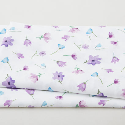 Dreaming of Tuscany - Watercolor Flowers White 2 Yard Cut