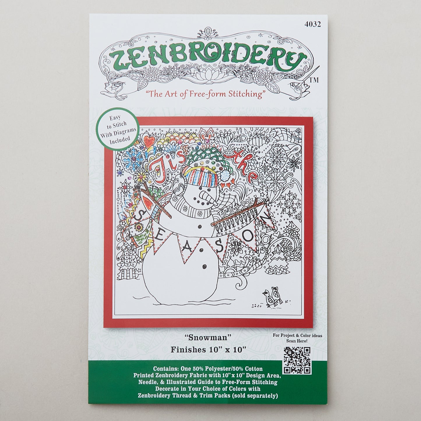 Zenbroidery Christmas Snowman Embroidery Kit Alternative View #3