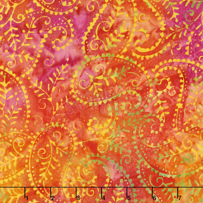 Tonga Batiks - Zing Paisley Sunset Yardage