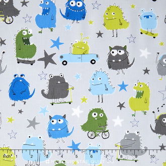 Monsters - Monsters Park Grey Yardage