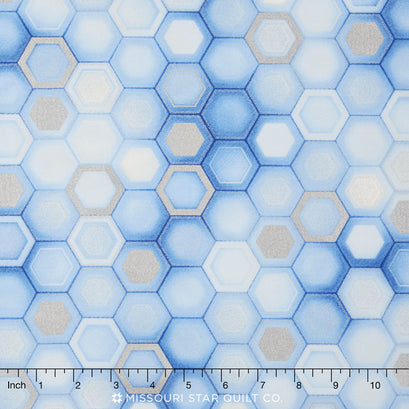 Winter's Grandeur Indigo - Indigo Metallic Yardage