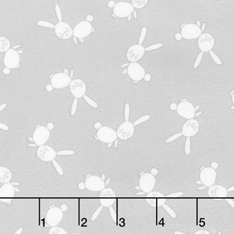 Penned Pals Flannel - Yellow Colorstory Bunnies Grey Yardage