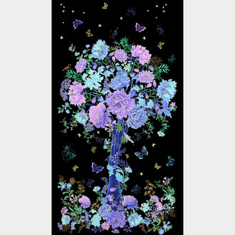 Luminous - Floral Tree Black Metallic Panel
