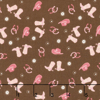 Boots and Spurs - Pink Colorway Boots Toss Brown Yardage