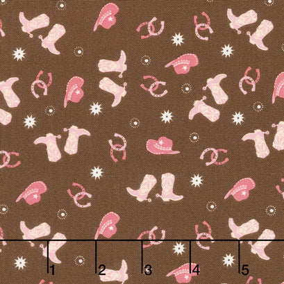 Boots and Spurs - Pink Colorway Boots Toss Brown Yardage
