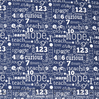 Pieces of Hope 2 - Words Blue Yardage