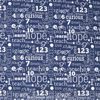 Pieces of Hope 2 - Words Blue Yardage