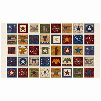 Stars and Stripes Forever - Patriotic Patches Ecru Panel