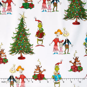 How the Grinch Stole Christmas 5 - Christmas Grinch Collage White Yardage