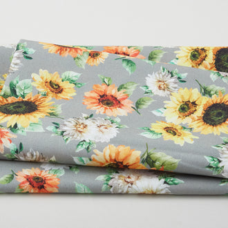 Sunflower Festival - Blooming Sunflowers Gray 2 Yard Cut
