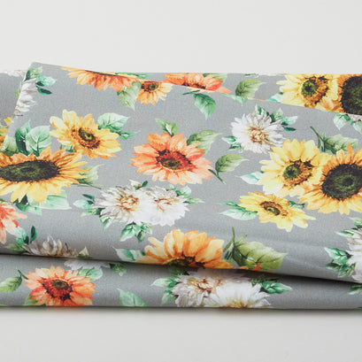 Sunflower Festival - Blooming Sunflowers Gray 2 Yard Cut